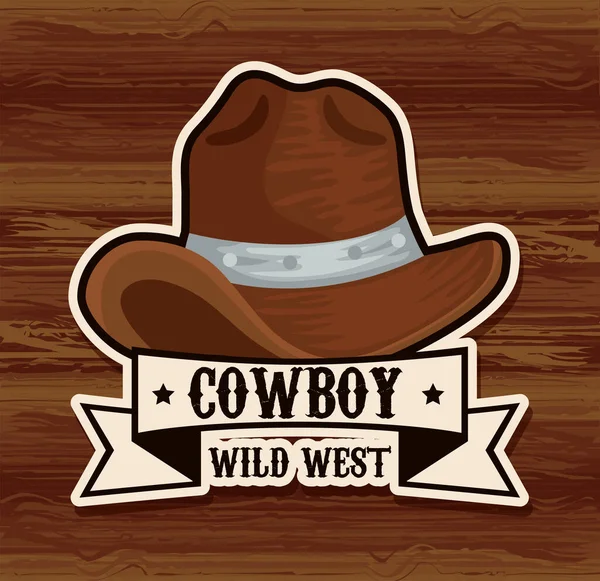 Chapéu de cowboy em madeira —  Vetores de Stock