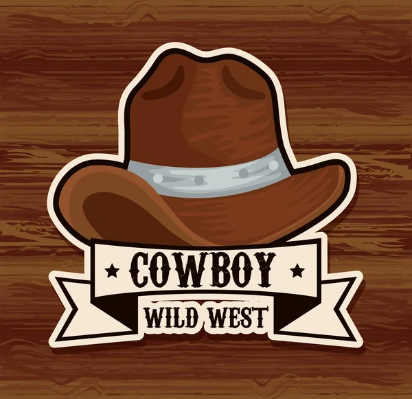 Cowboyhatt i trä — Stock vektor