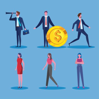 altı işadamı ve büyüme simgesi