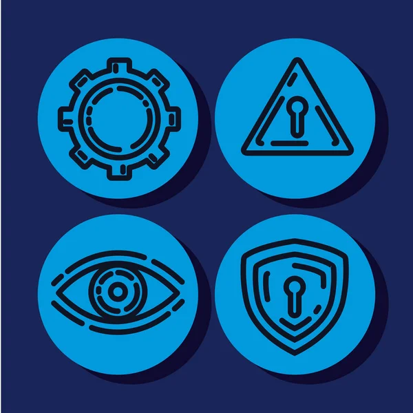 Four data center protection icons — Stock Vector