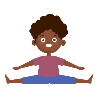 Afro çocuk yoga pozisyonunda.