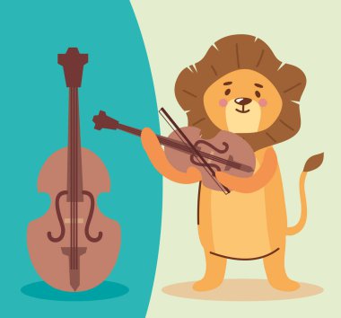 Aslan keman çalıyor