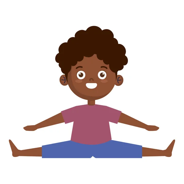 Afro garçon en position de yoga — Image vectorielle