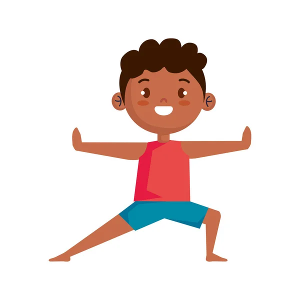 Gelukkig jongen in yoga positie — Stockvector