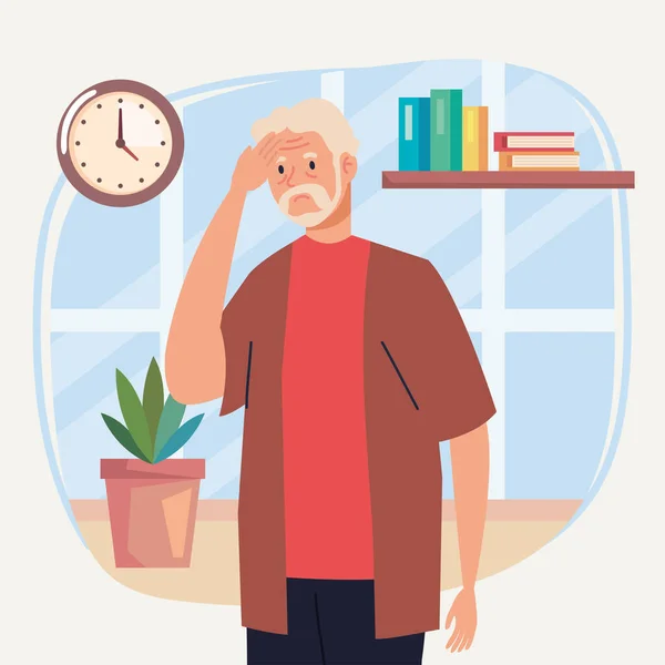 Starý muž s Alzheimerovou scénou — Stockový vektor
