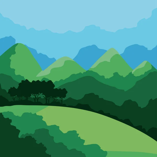 緑の山と風景 — ストックベクタ