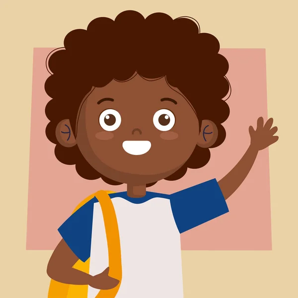 Afro estudiante chico saludando — Vector de stock