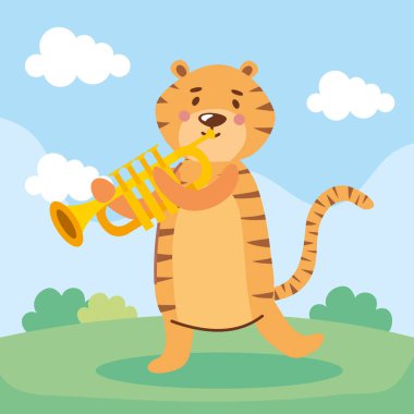 Kaplan trompet çalıyor.