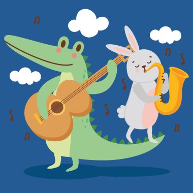 Timsah ve tavşan müzisyenler