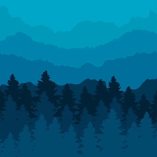 Peisaj de noapte cu copaci — Vector de stoc