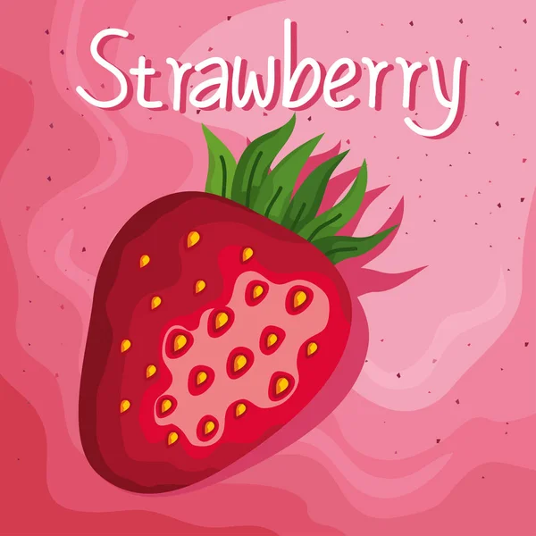 Erdbeere frisches Obst Etikett — Stockvektor