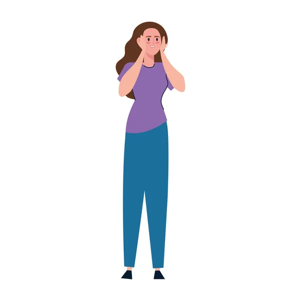 Stressad kvinna stående — Stock vektor