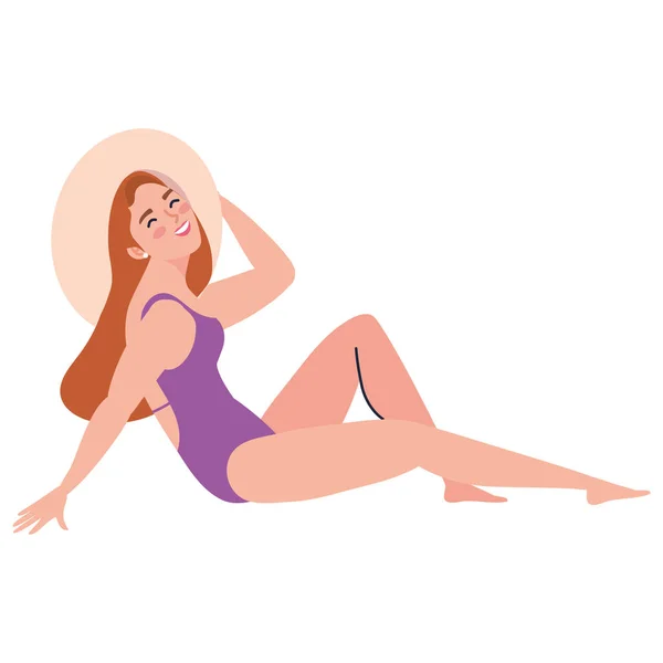 Mujer con traje de baño púrpura — Archivo Imágenes Vectoriales