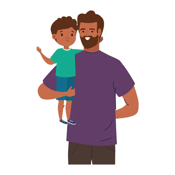 Bebaarde vader met zoon — Stockvector