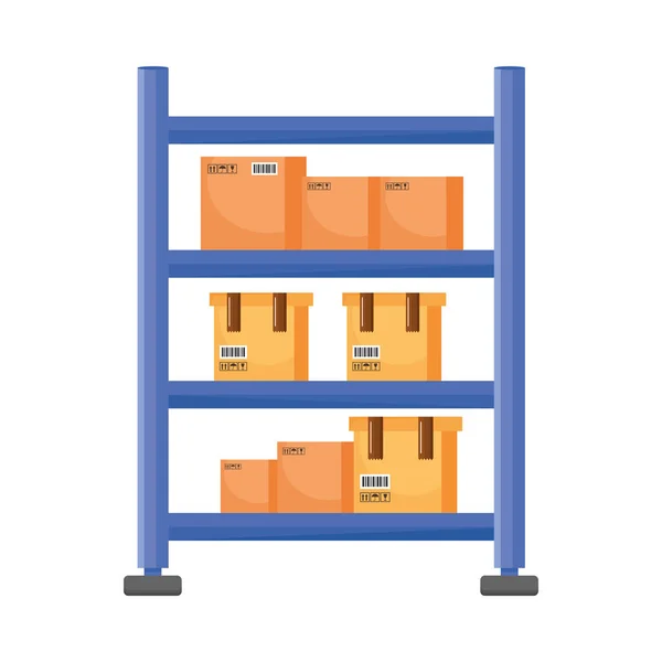 Estantes de la tienda con cajas — Vector de stock