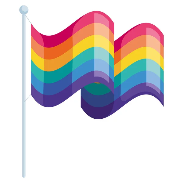 Bandeira lgtbi acenando no pólo — Vetor de Stock