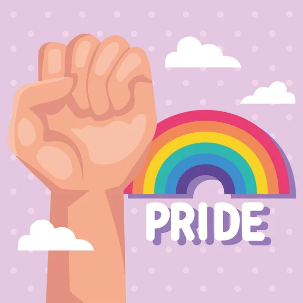 Letras de orgullo con tarjeta de arco iris — Archivo Imágenes Vectoriales