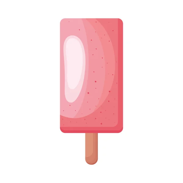 Pink ice cream in stick — Stock Vector