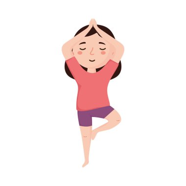 Duran kız yoga yapıyor.