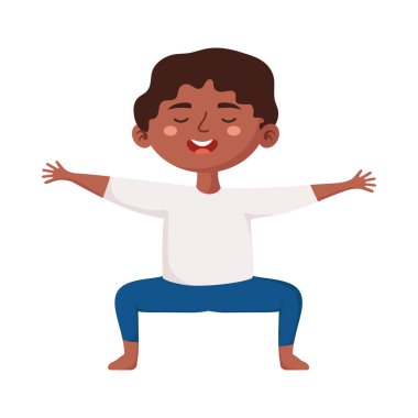 Latin çocuk yoga yapıyor.