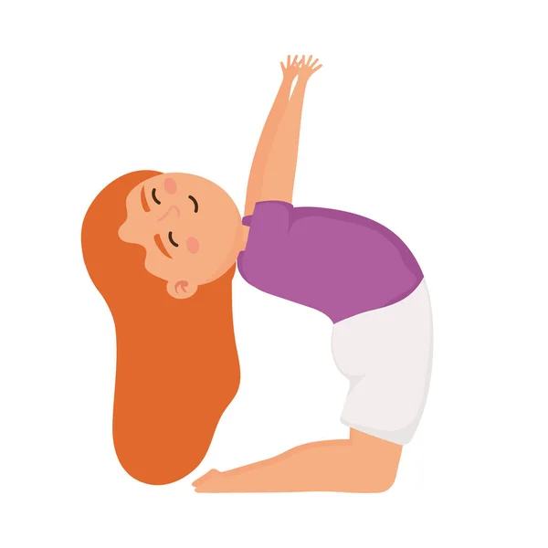 Rödhårig tjej som utövar yoga — Stock vektor