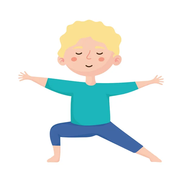 Blond jongen oefenen yoga — Stockvector