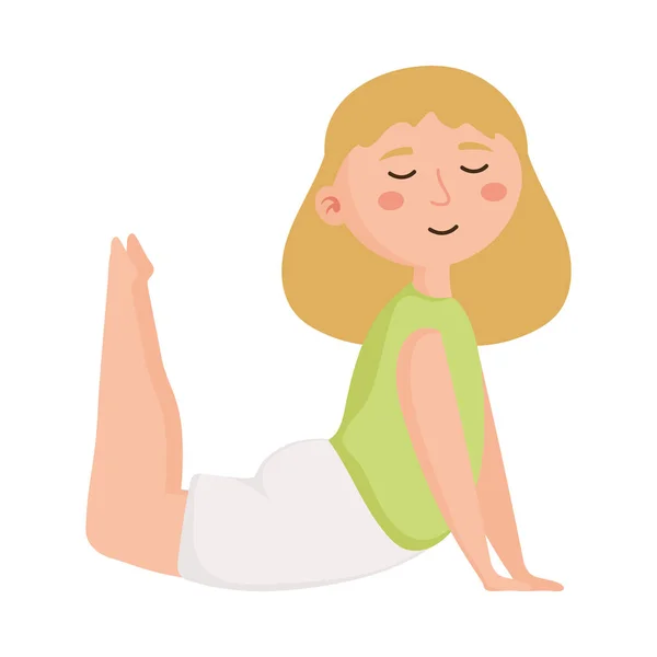 Gyllene hår flicka utövar yoga — Stock vektor