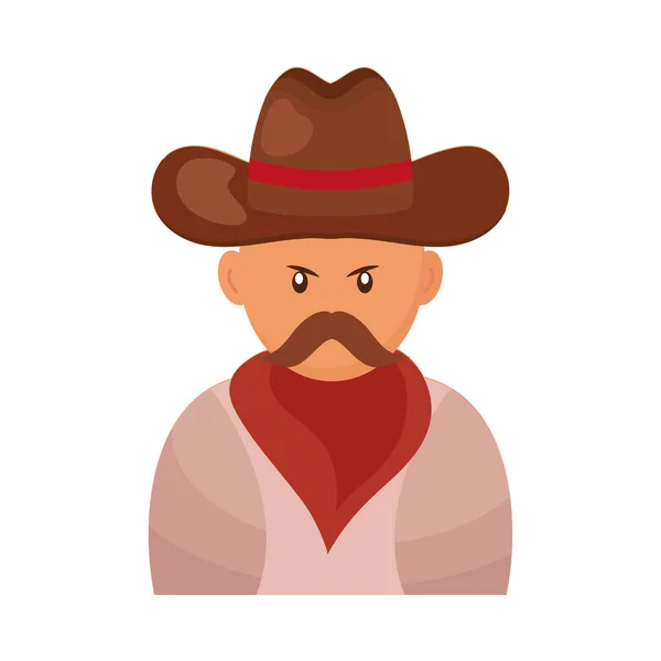 Cowboy with mustache — Stock Vector