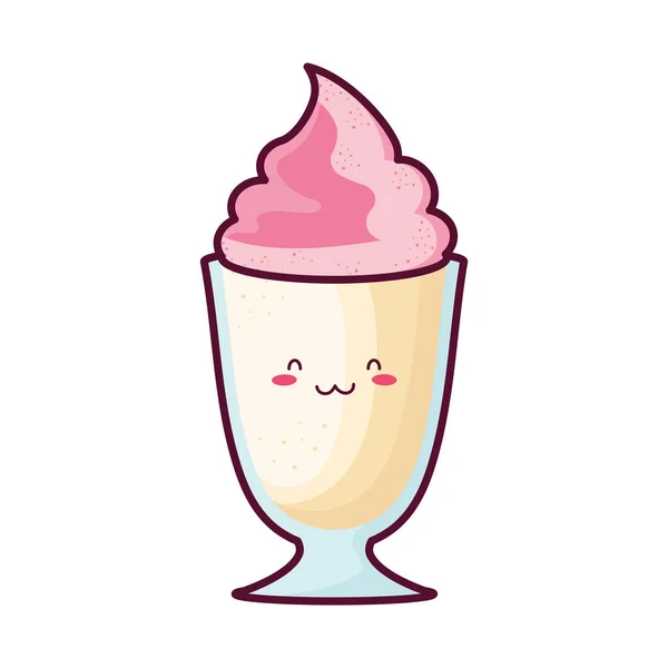 Milkshake kawaii personagem cômico — Vetor de Stock