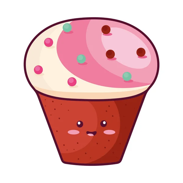 Roter Cupcake kawaii — Stockvektor
