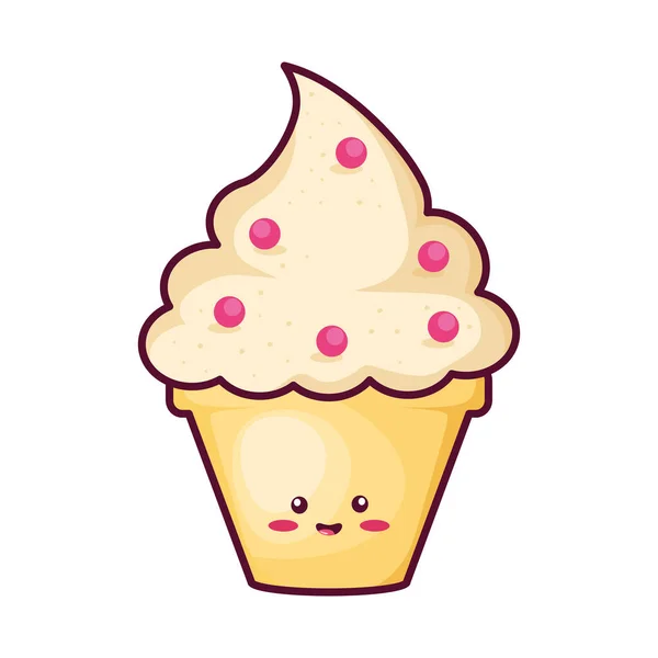 Cupcake kawaii komický znak — Stockový vektor