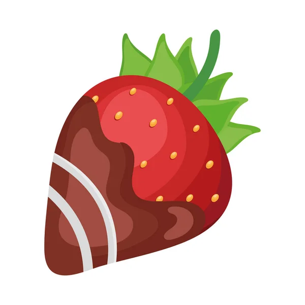 Jordgubbar med choklad — Stock vektor