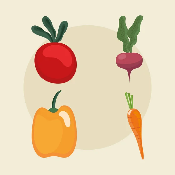 Cuatro verduras iconos frescos — Vector de stock