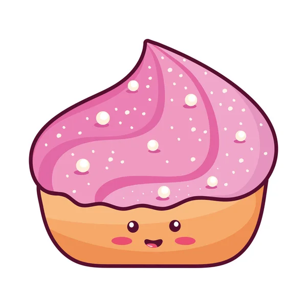 Kawaii粉色纸杯蛋糕 — 图库矢量图片