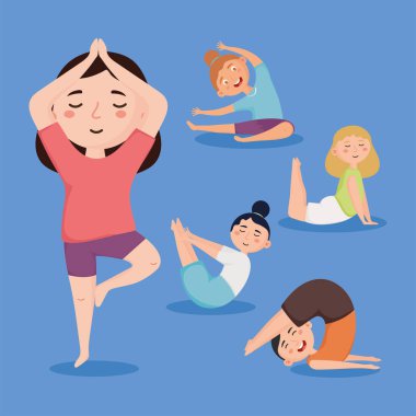 beş çocuk meditasyon yapıyor.