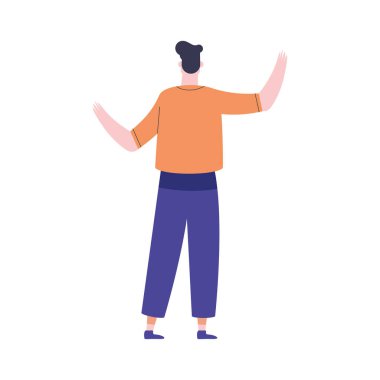 genç adam geri duran