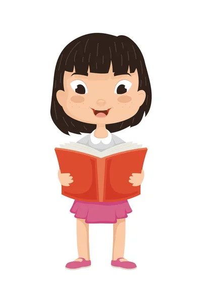 Étudiant fille lecture livre — Image vectorielle
