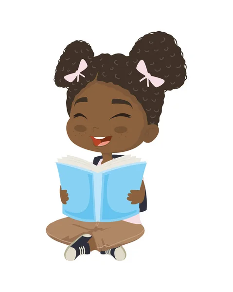 Niedliches Mädchen liest ein Buch — Stockvektor