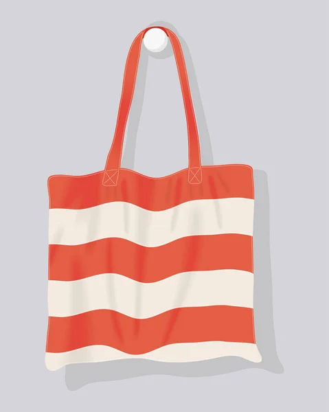 Striped fabric bag realistic — Stock Vector
