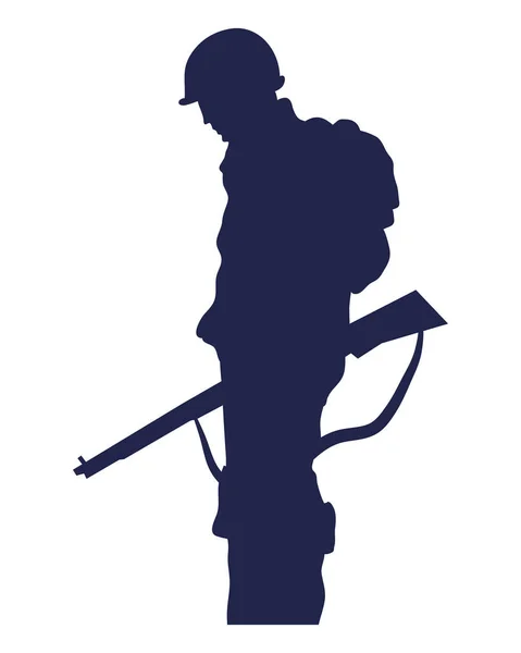 Soldier standing silhouette — Stock Vector