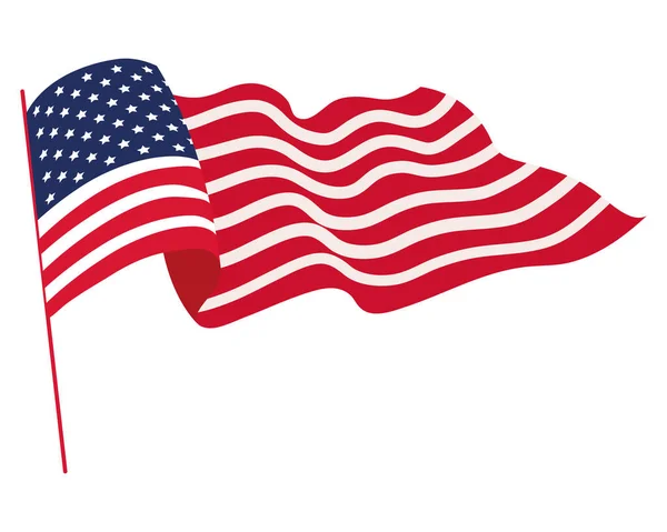 Usa bandera en poste — Vector de stock