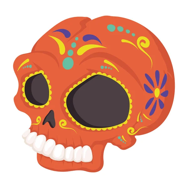 Mexican orange skull head — Stock Vector