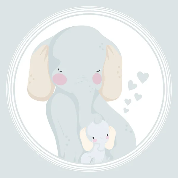 Elephant mom with baby card — Stock Vector