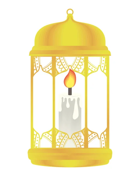 Złota lampa ze świecą — Wektor stockowy
