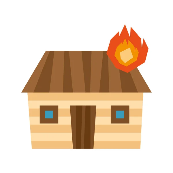 Dom na fasadzie ognia — Wektor stockowy