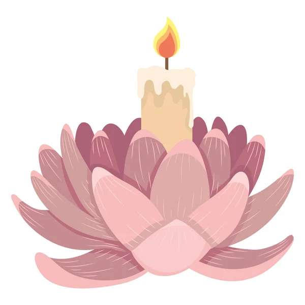 Kerze in Lotusblume — Stockvektor