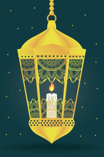 Lámpara Eid Mubarak colgando — Vector de stock