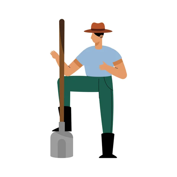 Jordbrukare med spade verktyg — Stock vektor