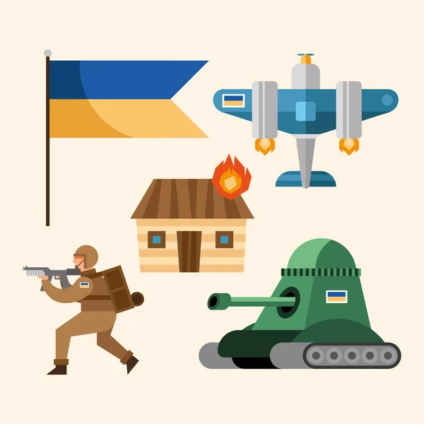 Πέντε ουκρανικά εικονίδια σύγκρουσης — Διανυσματικό Αρχείο