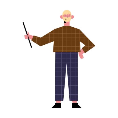 Sarışın öğretmen ayakta duruyor